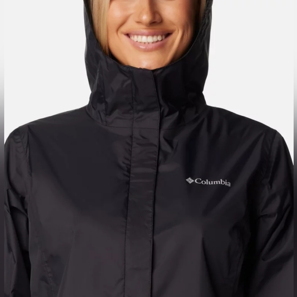 Columbia Women’s Black Arcadi II Hooded Waterproof Rain Jacket Mesh Lined Size S - Picture 5 of 16
